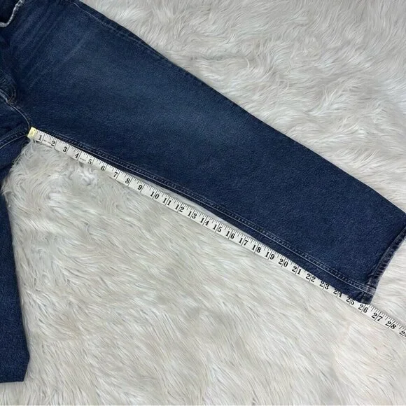 Agolde Women’s Blue‎ Riley Button-Fly Straight Leg Designer Jeans W32-34/L26